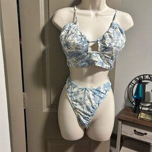 Shade & Shore Blue Floral Bikini Set